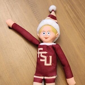 Festive Elf Plush with Maroon and White Outfit